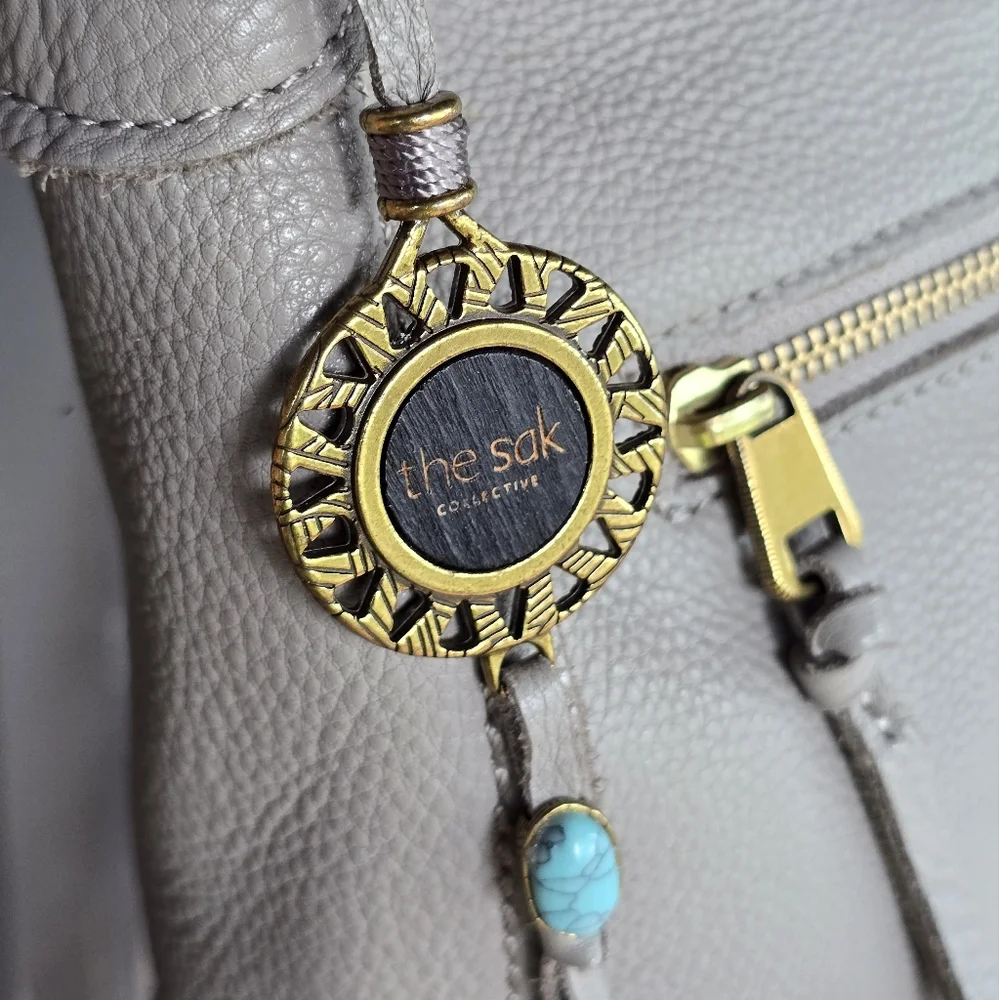 The Sak Collective Tahoe Leather Crossbody Gray Shoulder Bag - Picture 5 of 14